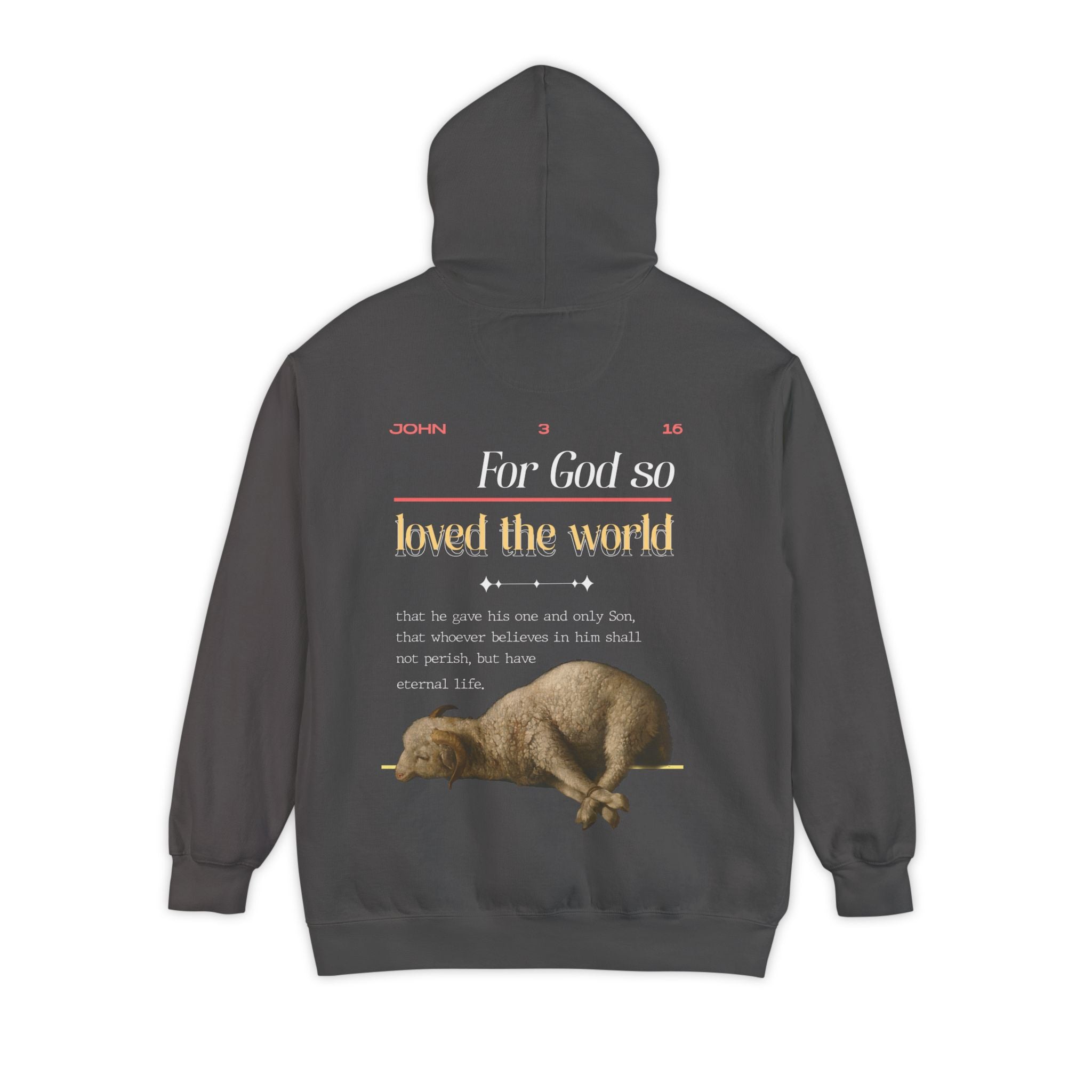 Hoodie — "For God So Loved the World" Christian Lamb Graphic